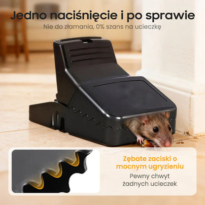 Újrafelhasználható patkánycsapda nagyon érzékeny kioldó mechanizmussal