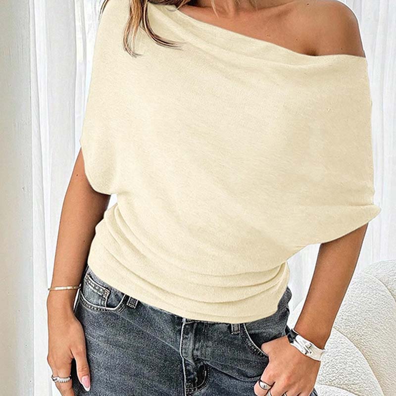 👚 Női váll nélküli, denevérszárnyas ujjú, aszimmetrikus felső - Stílusos és kényelmes 🦇✨
