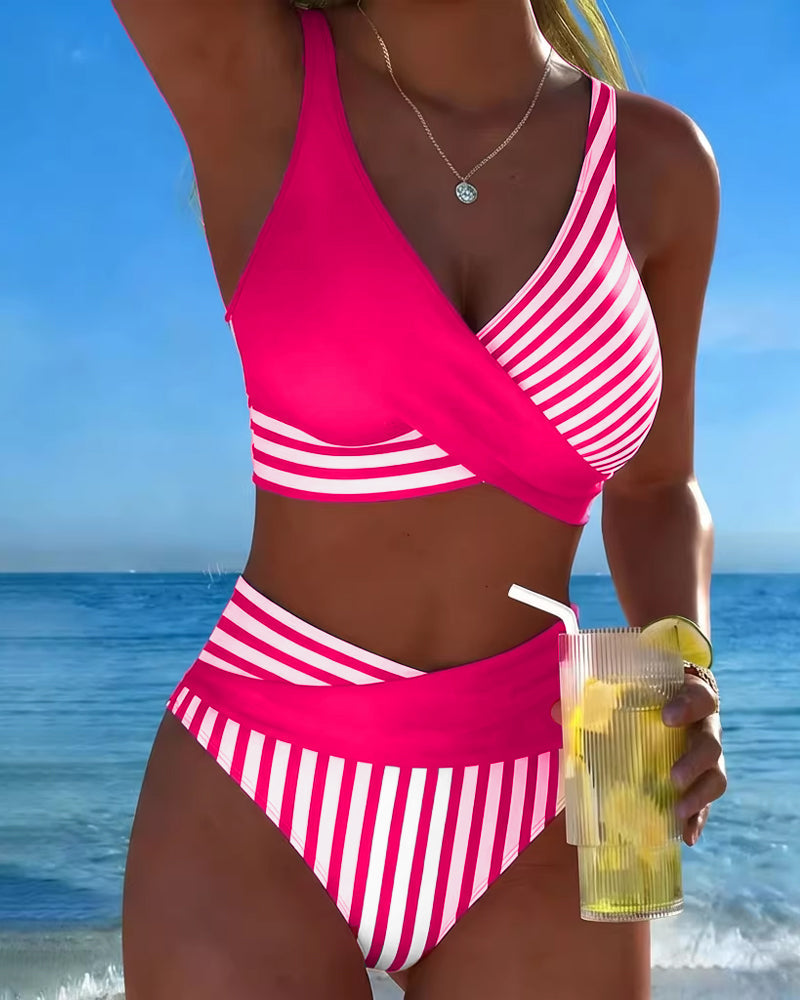 Keresztcsíkos mintás bikini