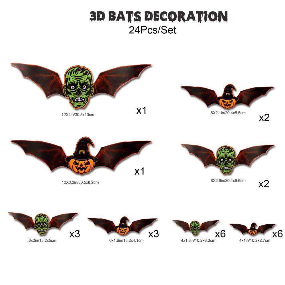 🦇Halloween 3D világító denevérek