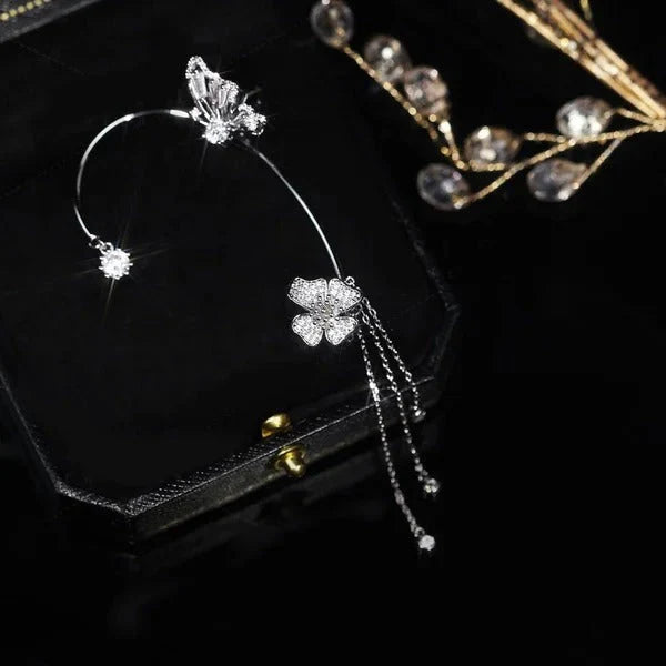 💕Különleges Valentin-napi ajánlat - 50% kedvezmény💕Egyszerű, csiptetős fülbevalók pillangó- és virágmotívumokkal, valamint bojtokkal - elegánsak és kényelmesek, piercing nem szükséges 🌸🦋