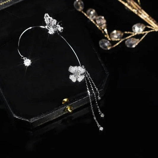 💕Különleges Valentin-napi ajánlat - 50% kedvezmény💕Egyszerű, csiptetős fülbevalók pillangó- és virágmotívumokkal, valamint bojtokkal - elegánsak és kényelmesek, piercing nem szükséges 🌸🦋