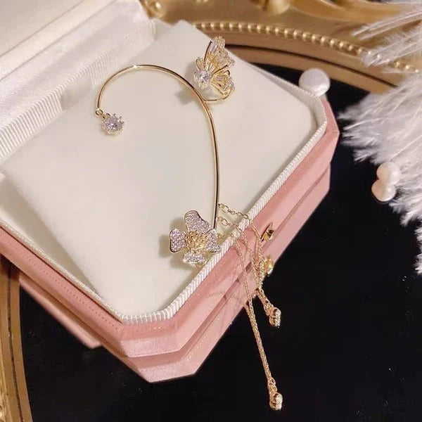 💕Különleges Valentin-napi ajánlat - 50% kedvezmény💕Egyszerű, csiptetős fülbevalók pillangó- és virágmotívumokkal, valamint bojtokkal - elegánsak és kényelmesek, piercing nem szükséges 🌸🦋