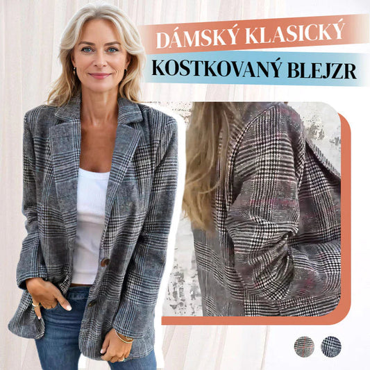 🔥Őszi kis női kosztüm hajtókával és kockás gombokkal