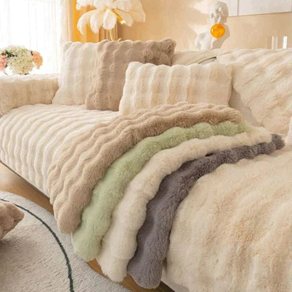 🛋️☁️ Vastag plüss nyúl kanapéhuzat❄️