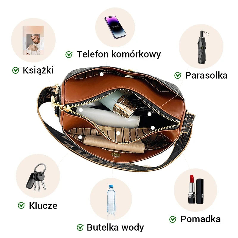 Gyémántmintás háromrétegű válltáska nőknek