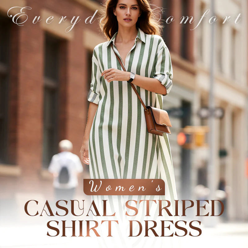 👗 50% KEDVEZMÉNY! 🌞 Csíkos ingruha hosszú ujjal - túlméretezett szabás, függőleges csíkok, tiszta pamut és praktikus oldalsó zsebek ✨