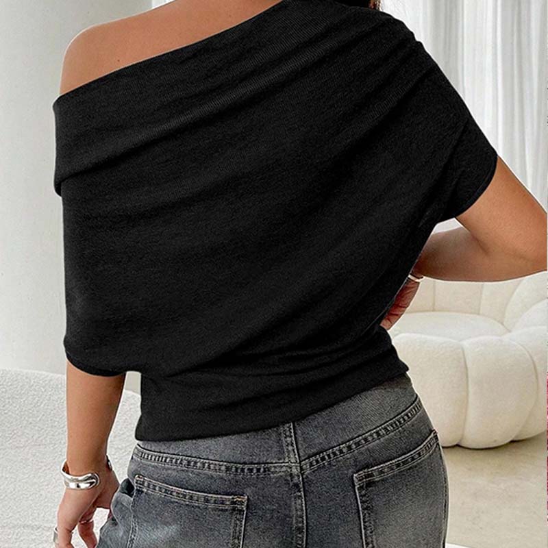 👚 Női váll nélküli, denevérszárnyas ujjú, aszimmetrikus felső - Stílusos és kényelmes 🦇✨