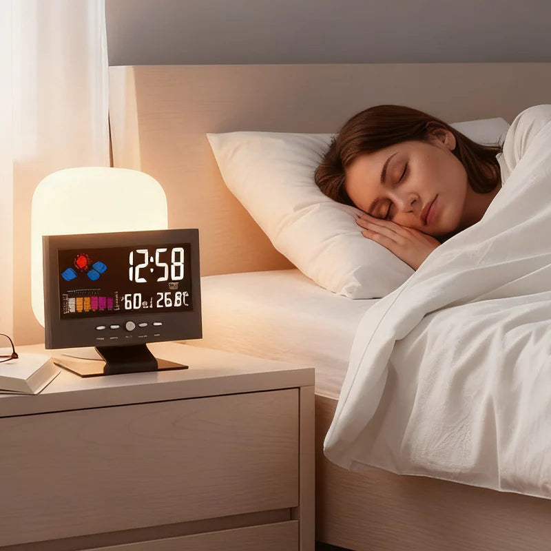 🔥Digitális LED óra a hőmérséklet és a páratartalom figyelésére, időjárás-előrejelzés, LED asztali ébresztőóra