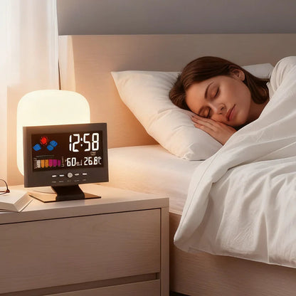 🔥Digitális LED óra a hőmérséklet és a páratartalom figyelésére, időjárás-előrejelzés, LED asztali ébresztőóra