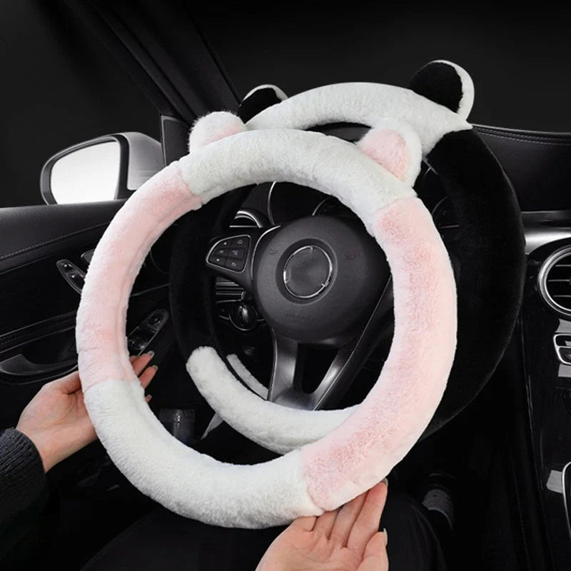 ⏰ Korlátozott ideig érvényes ajánlat 🚗 Univerzális, csúszásmentes, puha, plüss kormánykerék-borítás macskafülek formájában