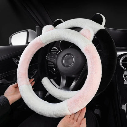 ⏰ Korlátozott ideig érvényes ajánlat 🚗 Univerzális, csúszásmentes, puha, plüss kormánykerék-borítás macskafülek formájában