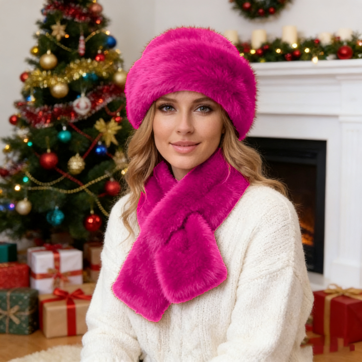 🎅KARÁCSONYI KIÁRUSÍTÁS 70% KEDVEZMÉNY!🔥Pöyhe bőr kalap Meleg téli sapka + ingyenes sál ugyanabban a színben (Már csak 29 darab)⏰