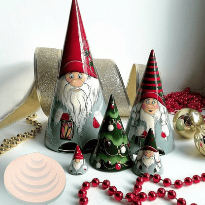 🎅Kézzel készített skandináv törpe fából készült fészekbabák (5 db)