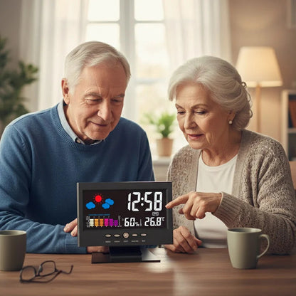 🔥Digitális LED óra a hőmérséklet és a páratartalom figyelésére, időjárás-előrejelzés, LED asztali ébresztőóra