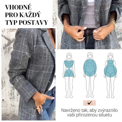 🔥Őszi kis női kosztüm hajtókával és kockás gombokkal