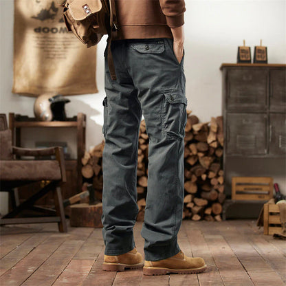 👖🛠️ Férfi taktikai nadrág 100% pamutból, khaki színben - sok zsebbel