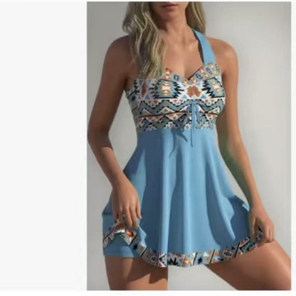 ✨👙Női mintás, pánt nélküli fürdőruha beépített rövidnadrággal