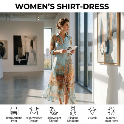 🌸Elegáns, retró mintás női maxi ruha