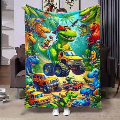 49% kedvezmény az e heti ajánlatokra🎉🎉Puha, vidám takaró aranyos, mosolygós dinoszauruszokkal HD, digitális nyomtatás, flanel
