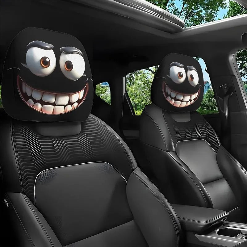 😆 Vicces autós fejtámla huzatok rajzfilm motívummal - 2D, univerzális 2D méret 🚗