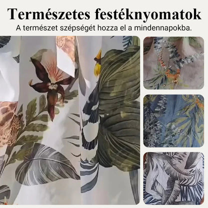 🌼Női pamut & vászon kerek nyakú nyomtatott ruha