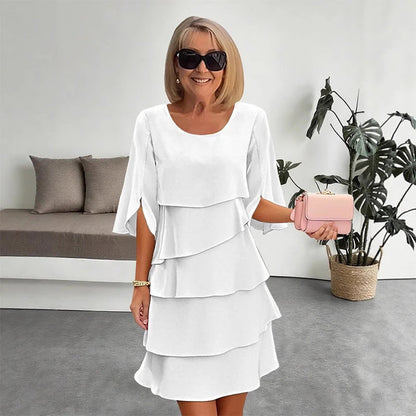 🎁 50% KEDVEZMÉNY! Elegáns, többrétegű fodros ujjú női ruha - egy könnyű fazon minden alkalomra 💃