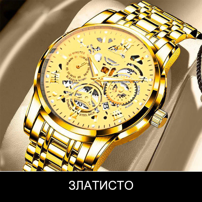 🔥Férfi vízálló római számlapos áttört automata mechanikus karóra⌚