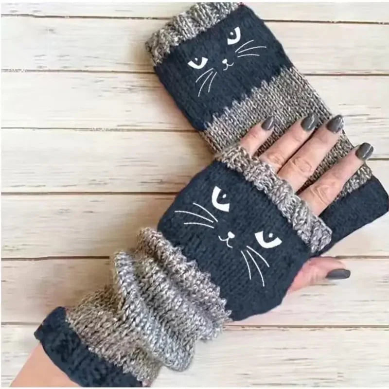 ❄️😻 Ujjatlan kesztyű macskás hímzéssel – meleg és stílusos télre ❄️