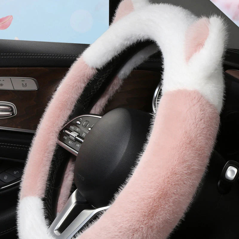 ⏰ Korlátozott ideig érvényes ajánlat 🚗 Univerzális, csúszásmentes, puha, plüss kormánykerék-borítás macskafülek formájában