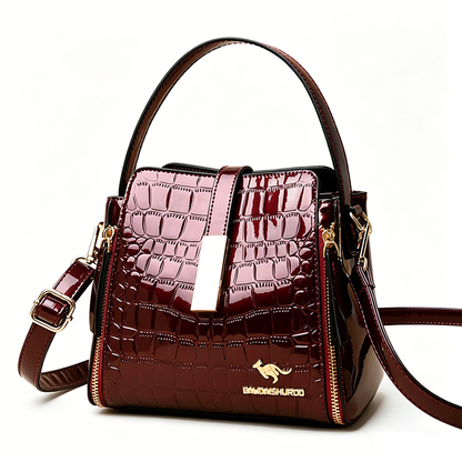 👜✨ Csillogó női kézitáska krokodilmintával - strukturált, arany részletekkel, tágas és elegáns 💼
