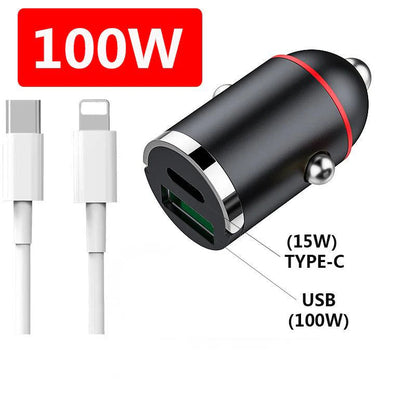 100 W-os intelligens autós töltő - Kettős gyorstöltés intelligens védelemmel