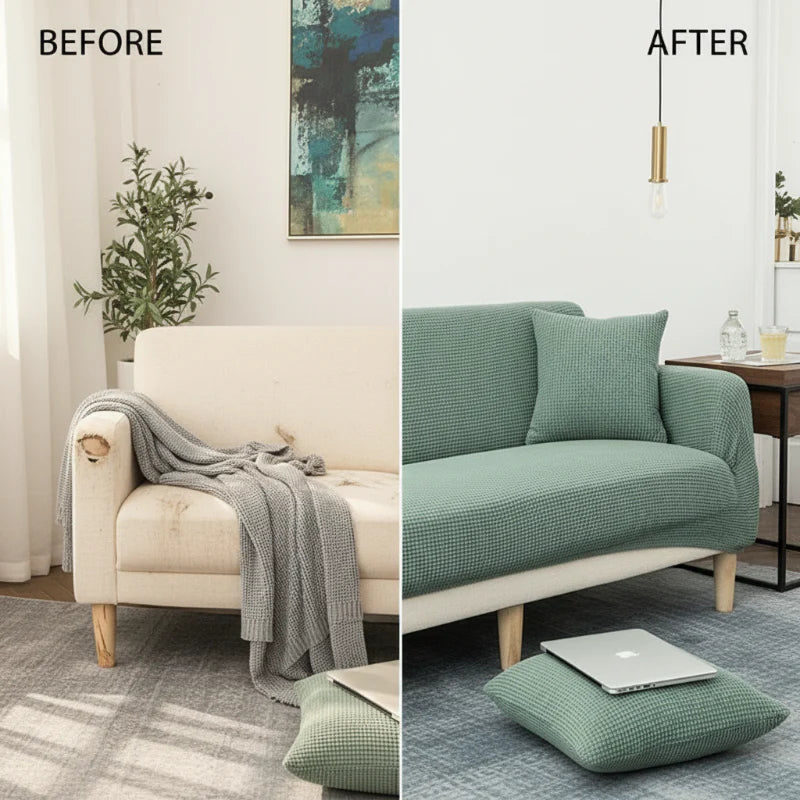Kötött, rugalmas jacquard kanapéhuzat