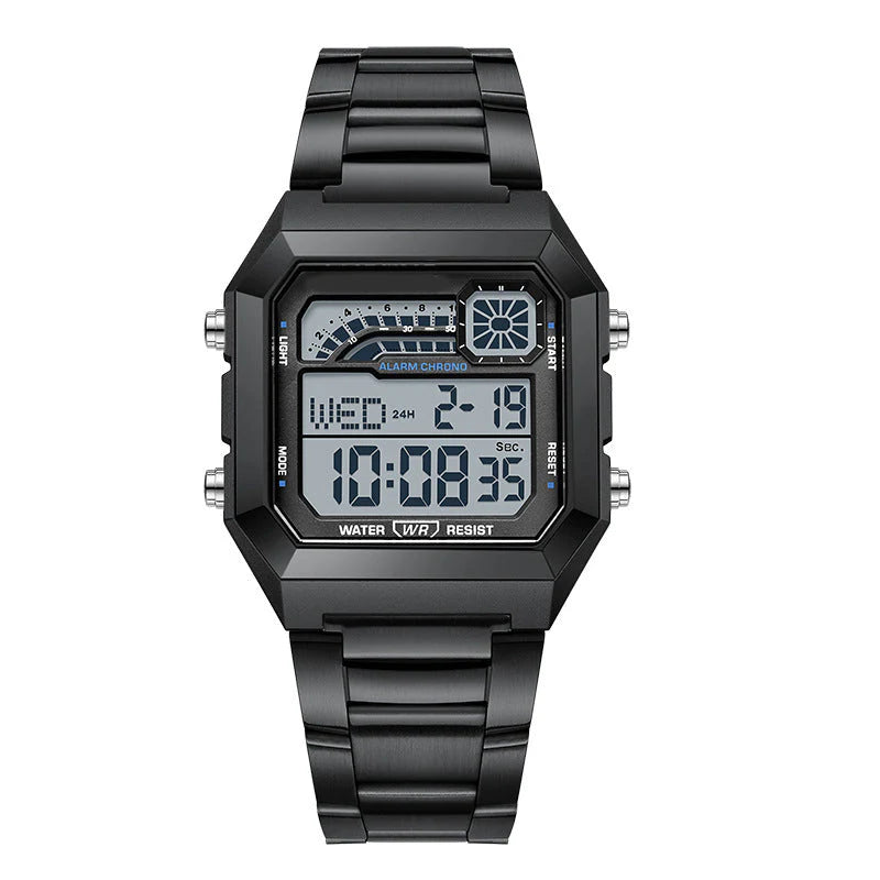 Uniszex négyzet alakú digitális karóra világító kijelzővel
