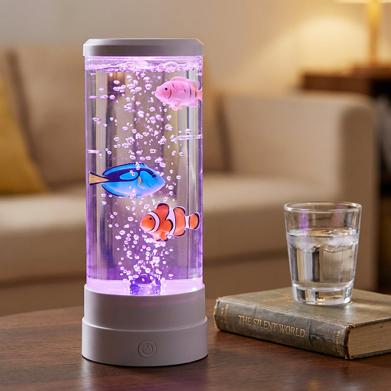 LED akváriumvilágítás buborékos halakkal