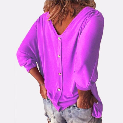 Plus Size Női Laza, Bő Póló Gomb👚
