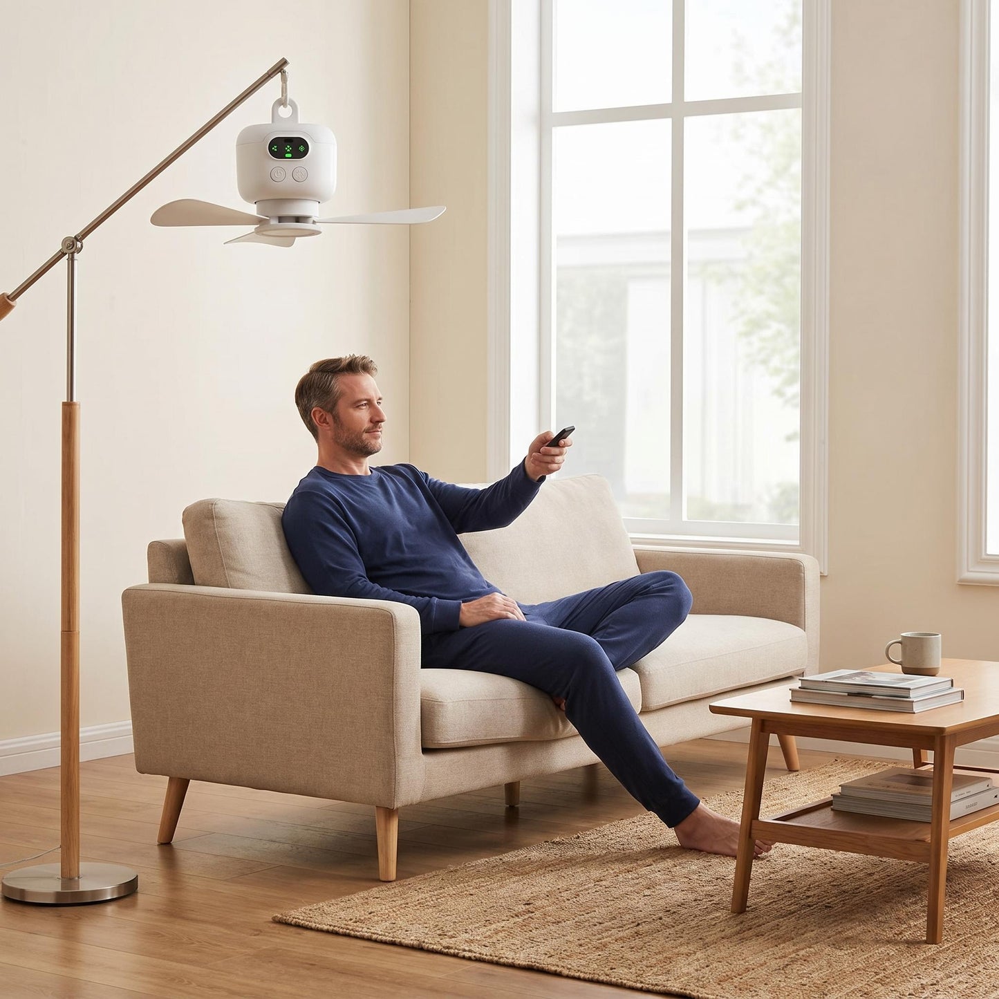 Újratölthető mennyezeti ventilátor LED-es világítással