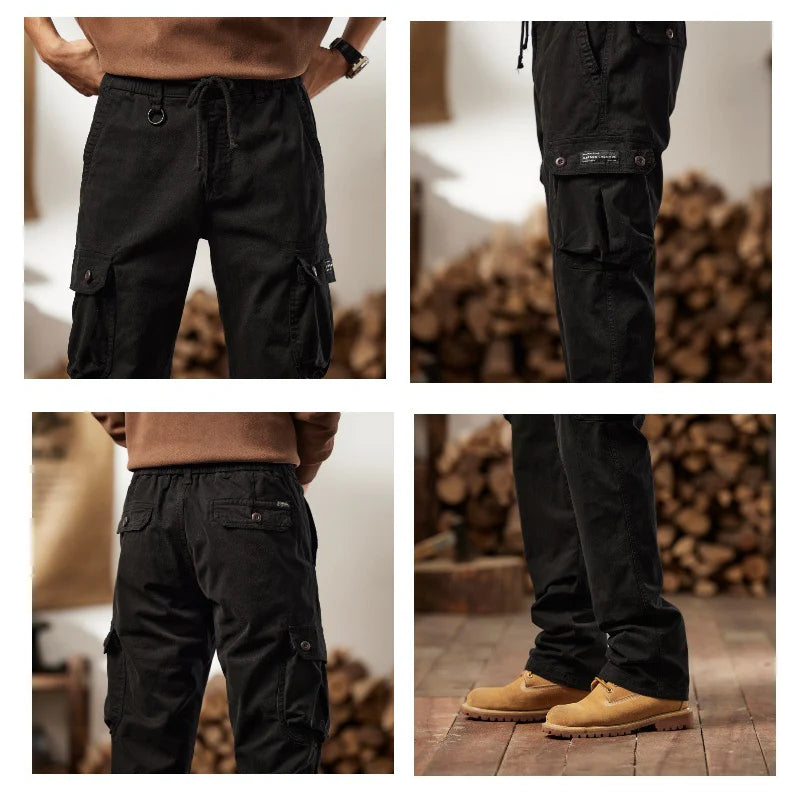 👖🛠️ Férfi taktikai nadrág 100% pamutból, khaki színben - sok zsebbel