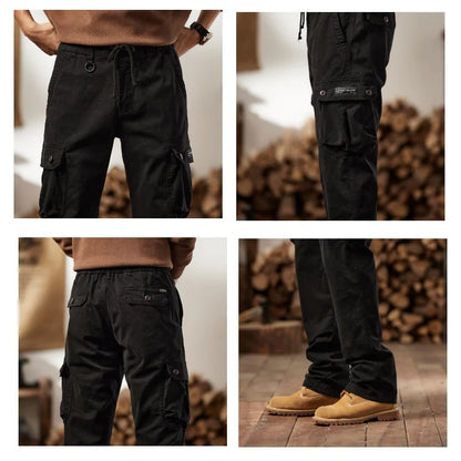 👖🛠️ Férfi taktikai nadrág 100% pamutból, khaki színben - sok zsebbel