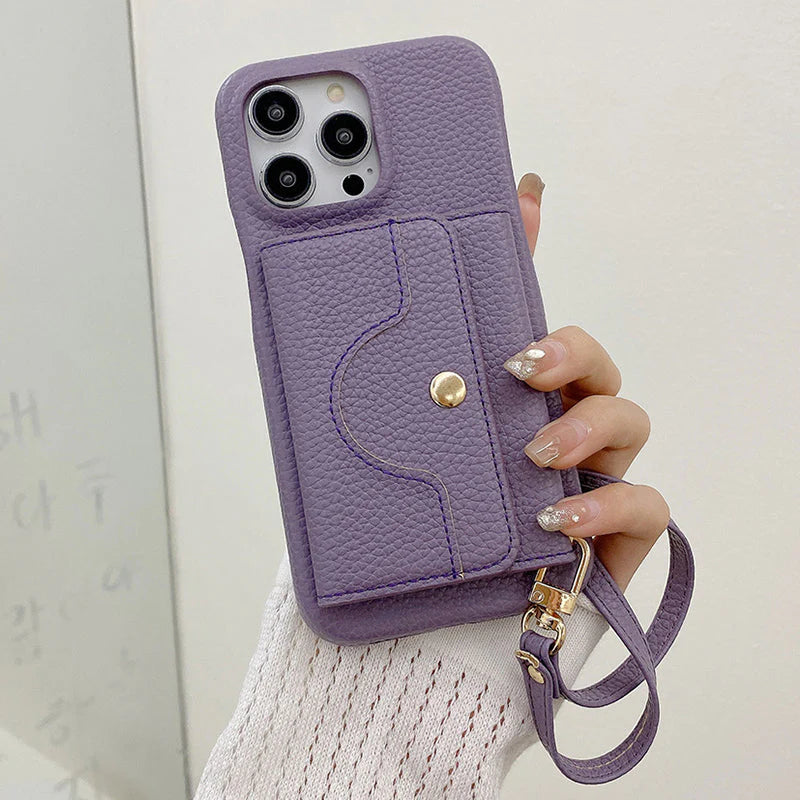 🔥📱 Női védőtok, rózsaszín, pénztárcával és csuklópánttal 💃