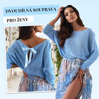 Kék kétrészes szett: kék felső masnival a hátán és tüll szoknya✨