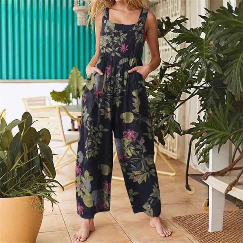 🌼 Lenge, vidám és teljesen rád illő! Női mintás, széles szárú overall