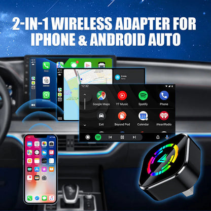 🔥🚗2 az 1-ben vezeték nélküli adapter iPhone-hoz és Android Autóhoz