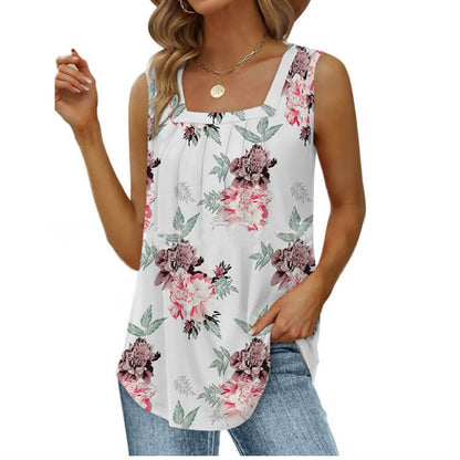 Virágmintás, négyzet alakú nyakkivágású camisole – boho stílus