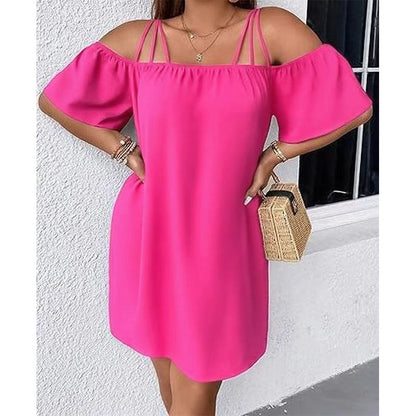 Elegáns, egyszínű miniruha hölgyeknek