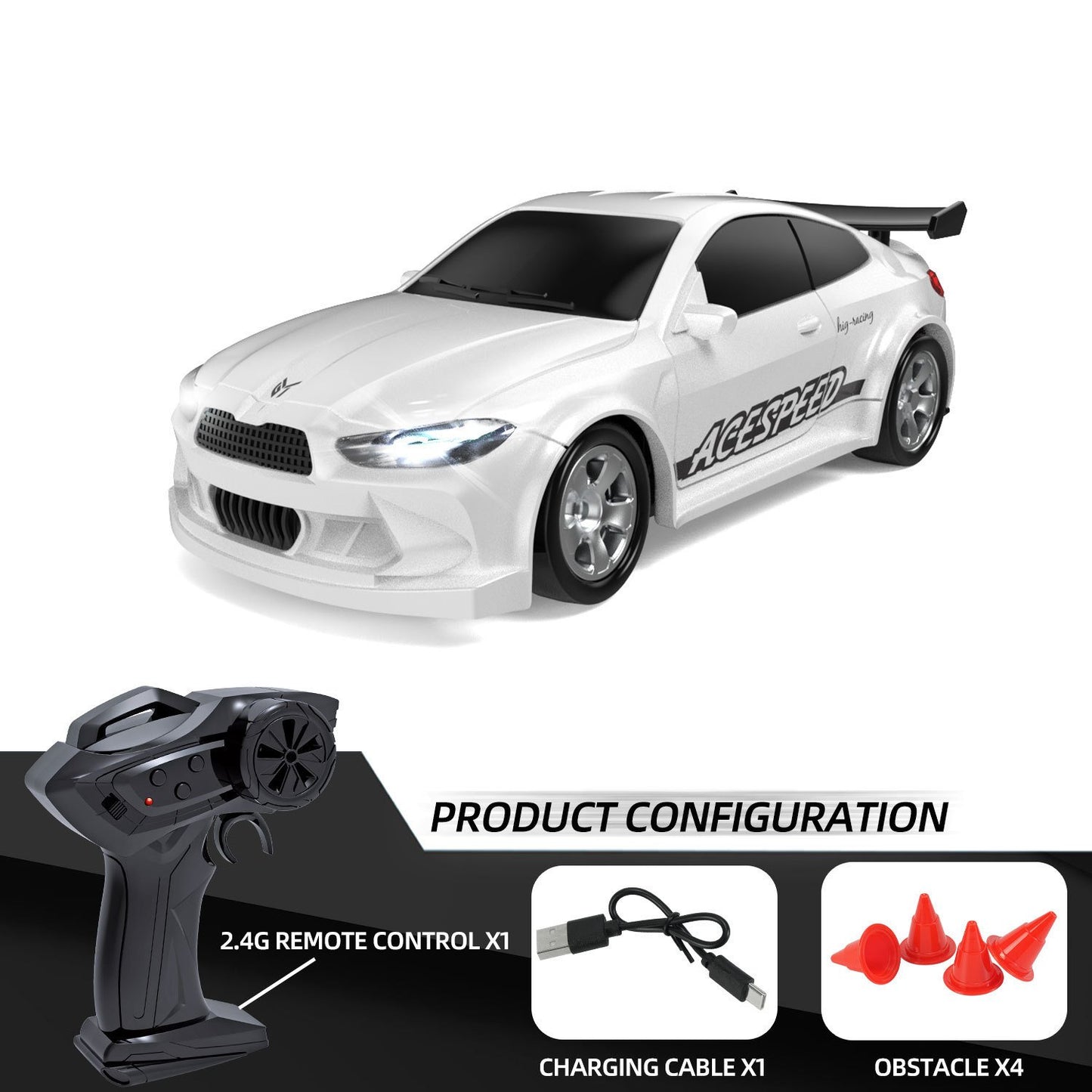 1/64 Mini RC Drift autó - 4WD nagysebességű távirányítóval