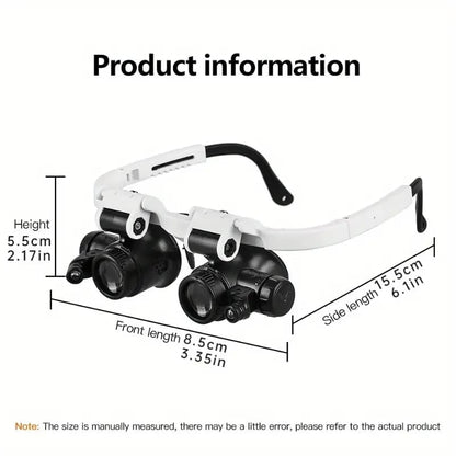 🎁👓8x 15x 23x nagyító a fejen LED fénycsíkkal
