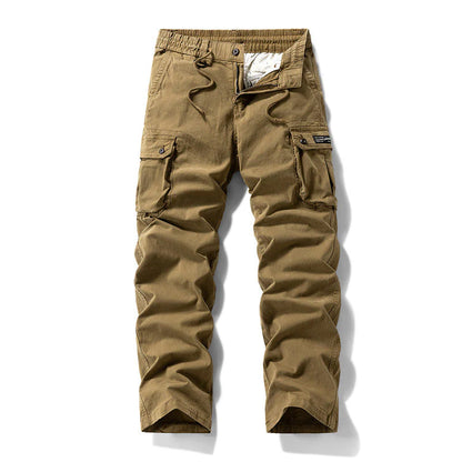 👖🛠️ Férfi taktikai nadrág 100% pamutból, khaki színben - sok zsebbel