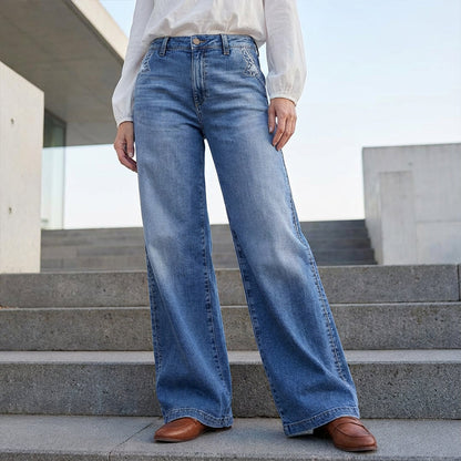 ⏳Időben Korlátozott Akció⏰Női Vintage Magas Derekú, Széles Lábú Farmer👖