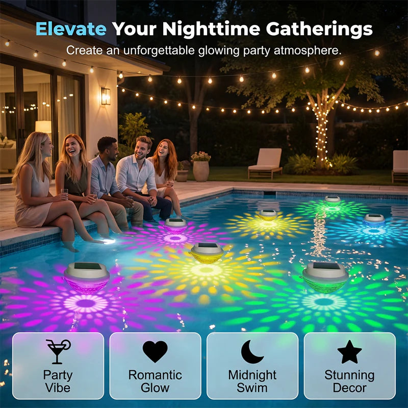 🏊‍♂️☀️ Napenergiával működő, úszó LED-es medencevilágítás 💡🌙✨